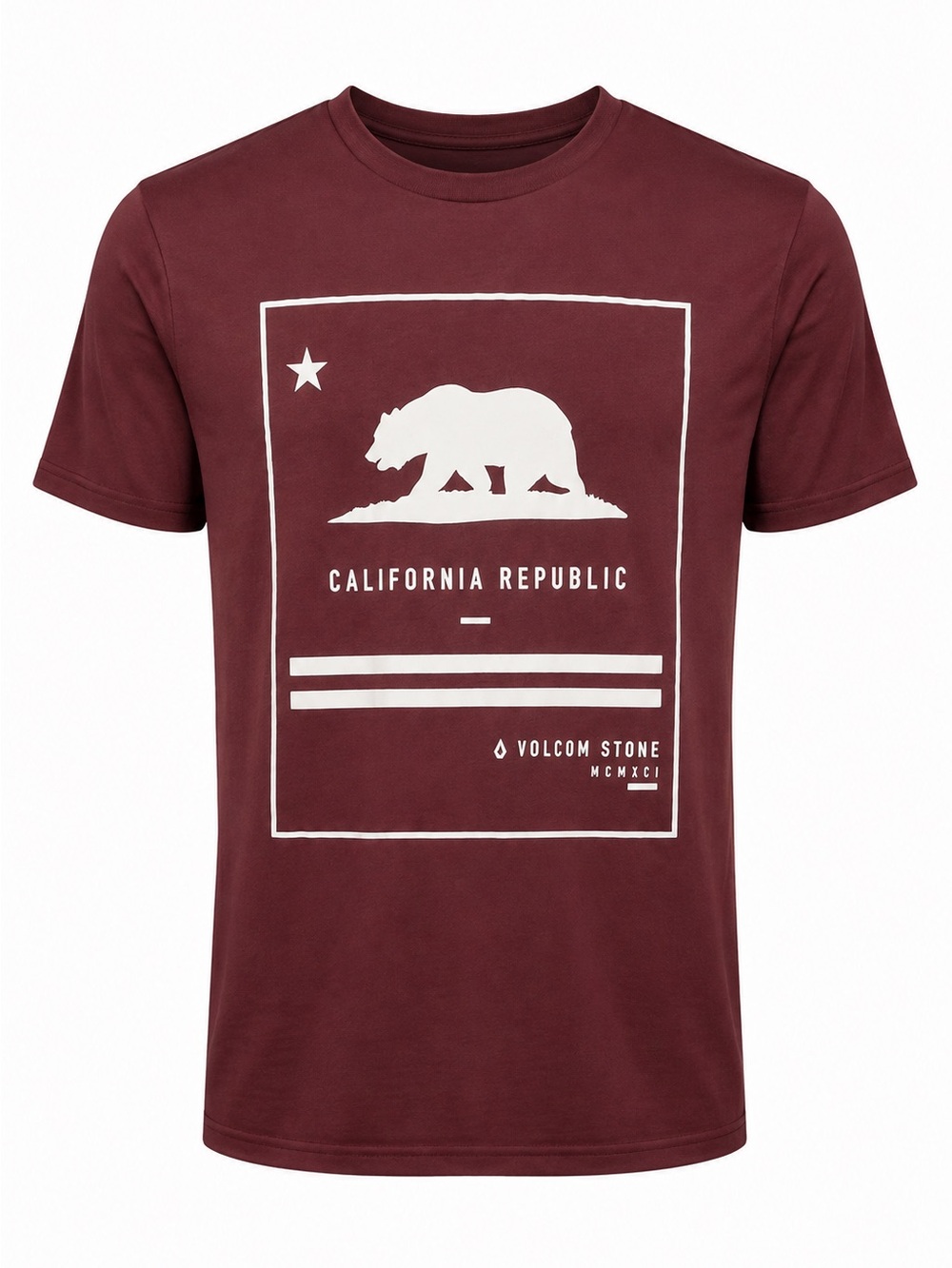 Volcom California Republic Bear Graphic Tee Maroon Men’s Small